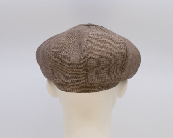 Cap Collection: Peaky Cap - Tan Linen (Mens) (Back View)