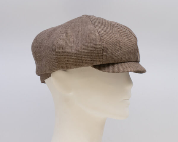 Cap Collection: Peaky Cap - Tan Linen (Mens) (Side View 2)