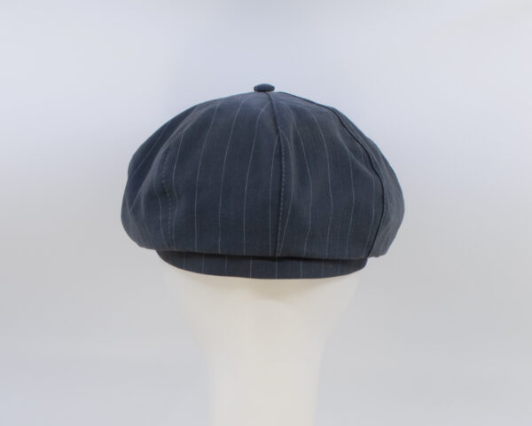 Cap Collection: Peaky Cap (Cotton) - Indigo Stripe (Back View)