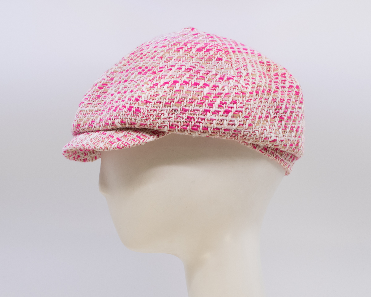 Cap Collection: Peaky Cap (Tweed) - Pink (Side View)