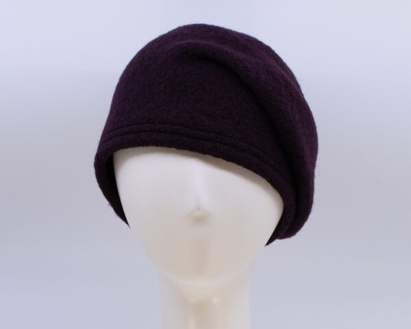 Boiled Wool: Beret - Aubergine
