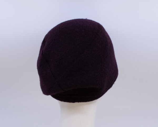 Boiled Wool: Beret - Aubergine (Back View)
