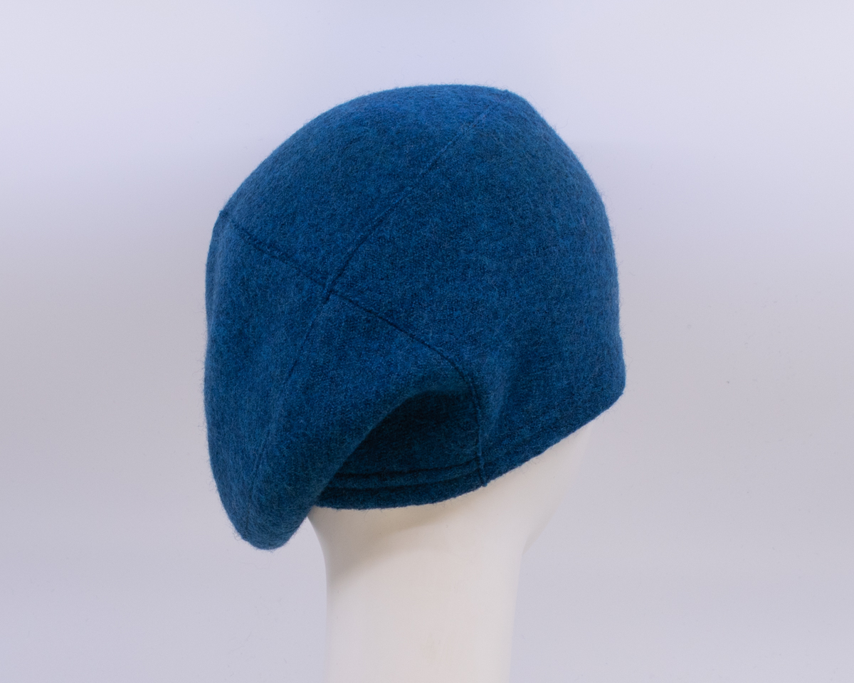Boiled Wool: Beret - Azure (Back View)