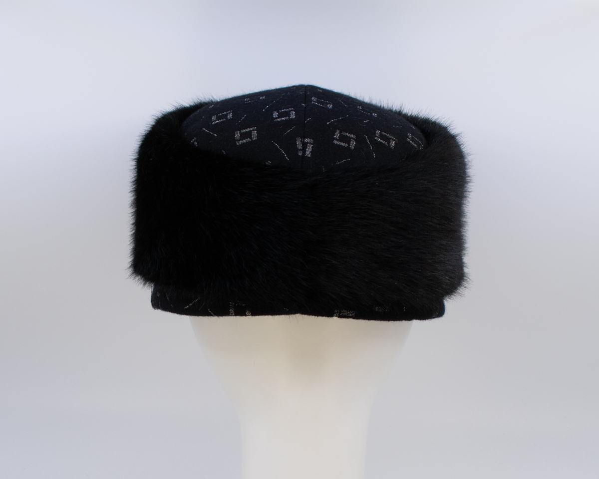 Black & Grey: Trapper Jane - Square/Sochi (Faux Fur) (Back View)