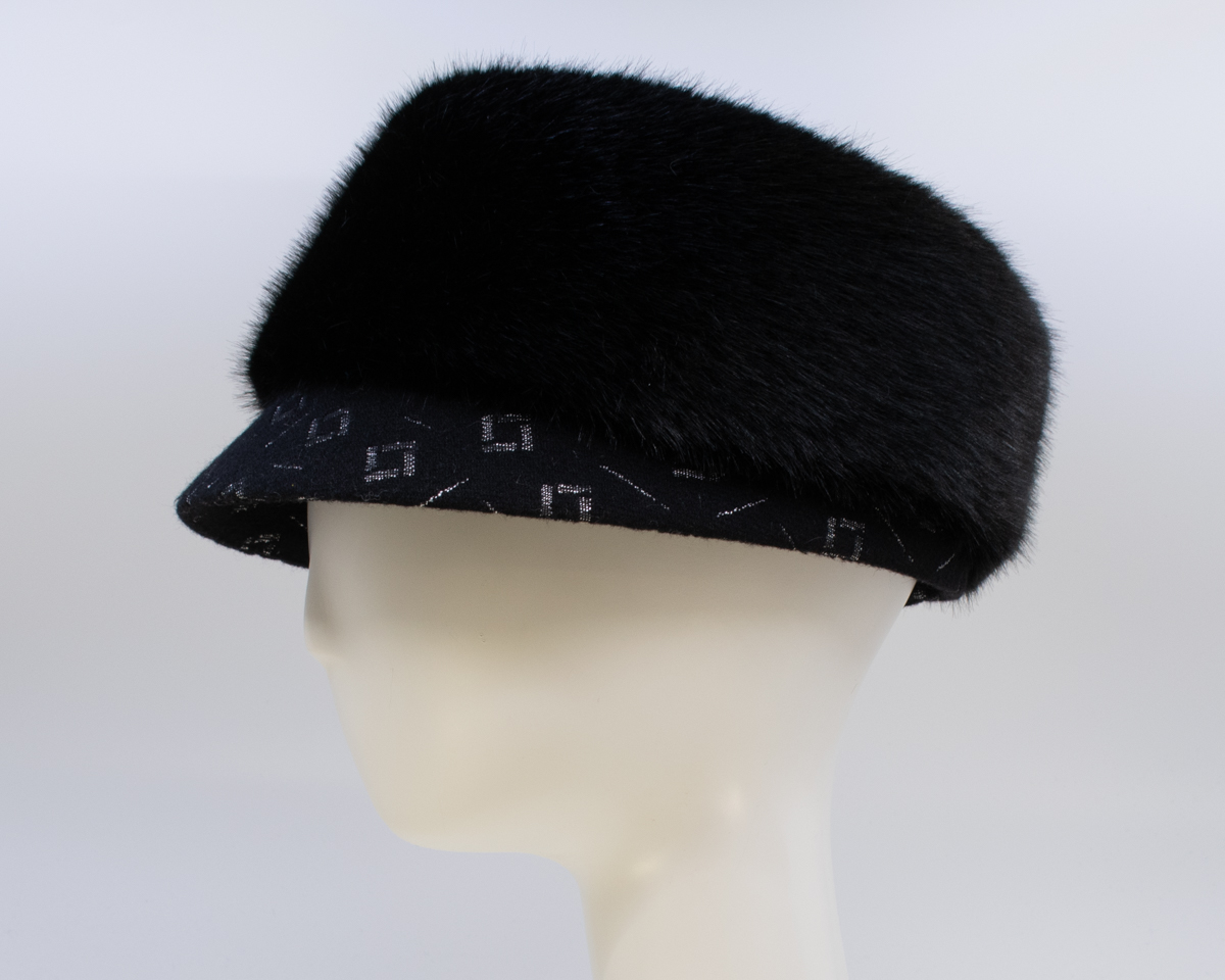 Black & Grey: Trapper Jane - Square/Sochi (Faux Fur) (Side View)