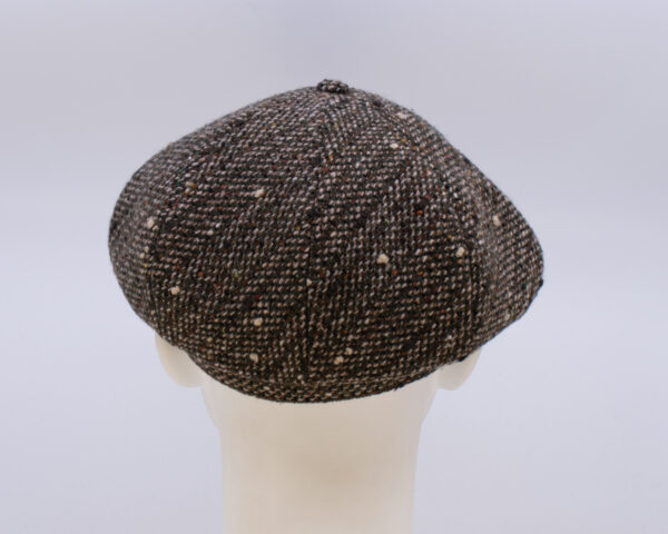 Green Tweeds: Peaky Cap (Mens) - Olive Monodo (Back View)