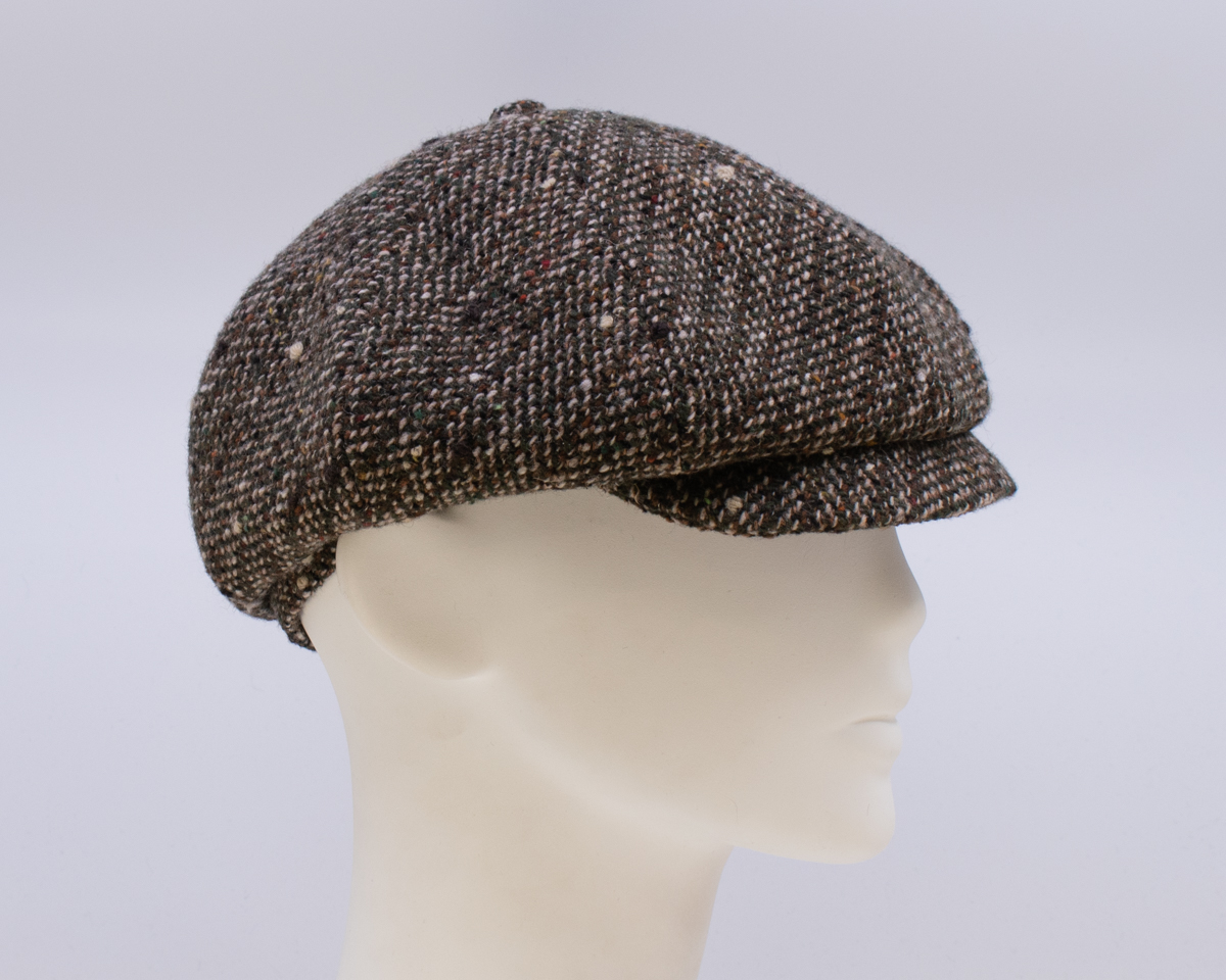 Green Tweeds: Peaky Cap (Mens) - Olive Monodo (Side View 2)