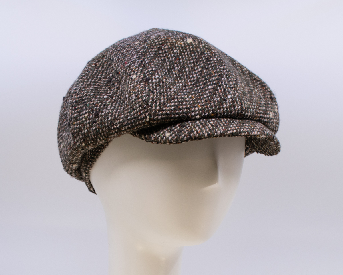 Green Tweeds: Peaky Cap - Olive Monodo (Side View 2)