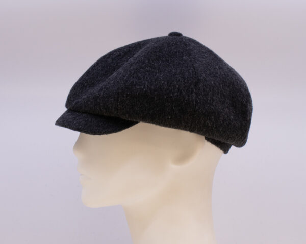Mohair: Peaky Cap (Mens) - Charcoal (Side View)