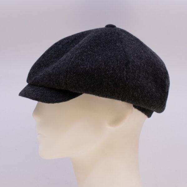 Mohair: Peaky Cap (Mens) - Charcoal (Side View)
