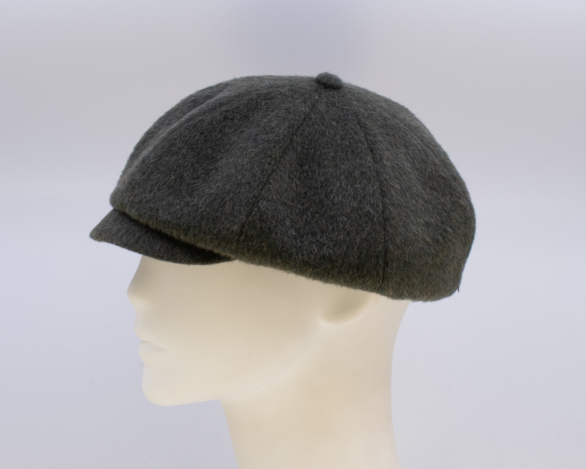 Mohair: Peaky Cap (Mens) - Loden (Side View)