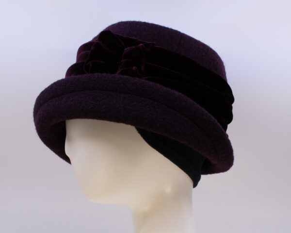 Boiled Wool: Jeanette - Aubergine/Aubergine (Velvet) (Side View) (Ear Cuff)