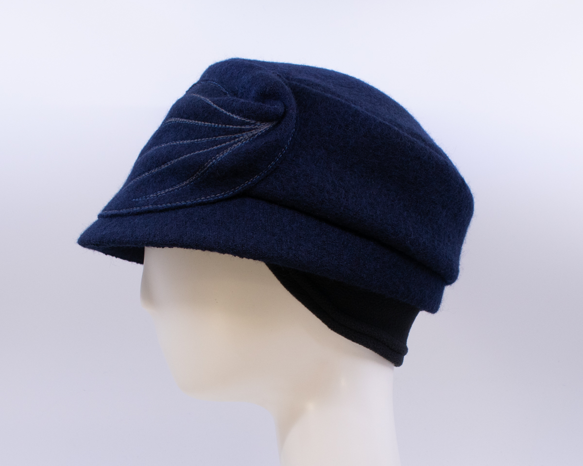 Boiled Wool: Mao Now - Navy (Side View) (Ear Cuff)