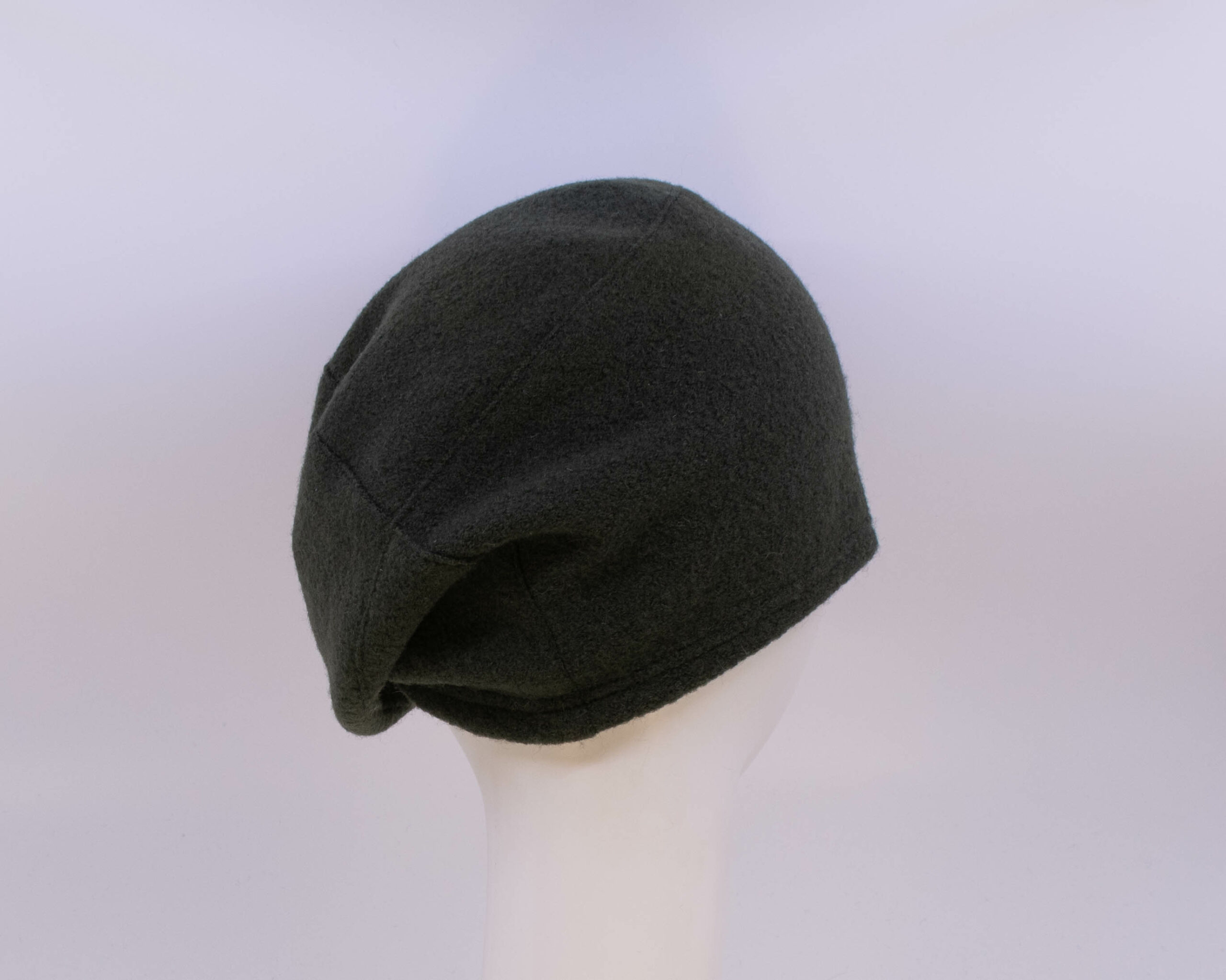 Boiled Wool: Beret - Forest (Back View)
