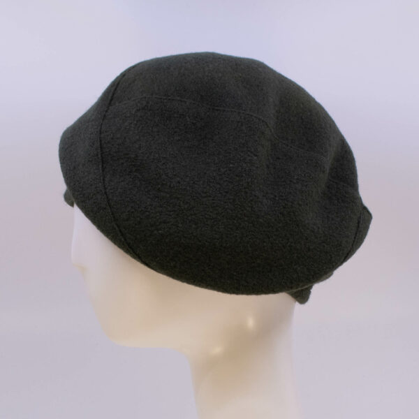 Boiled Wool: Beret - Forest (Side View)