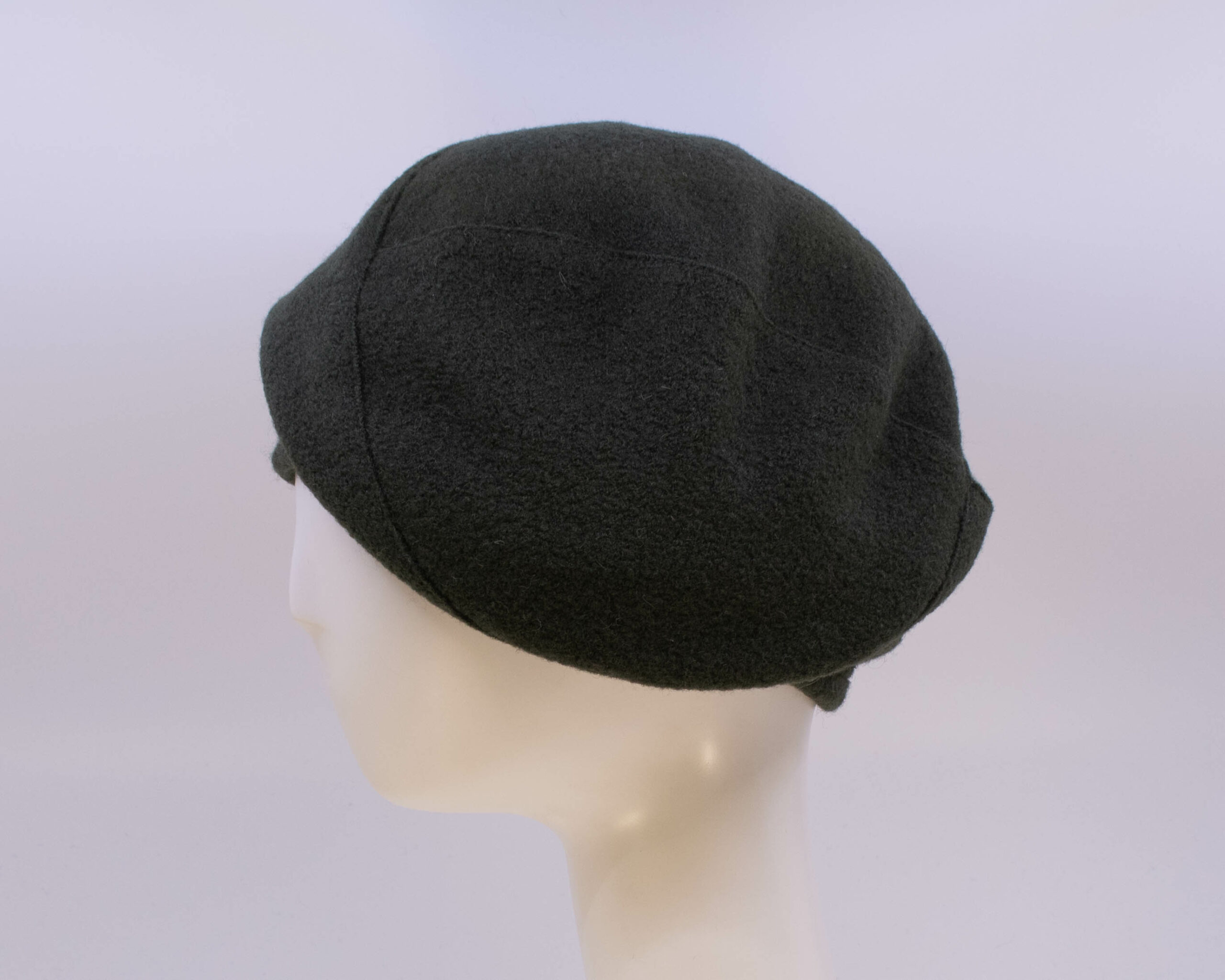 Boiled Wool: Beret - Forest (Side View)
