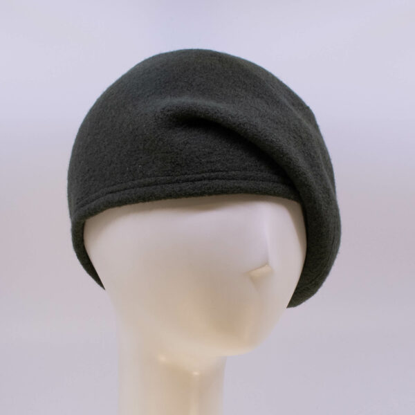 Boiled Wool: Beret - Forest (Side View 2)