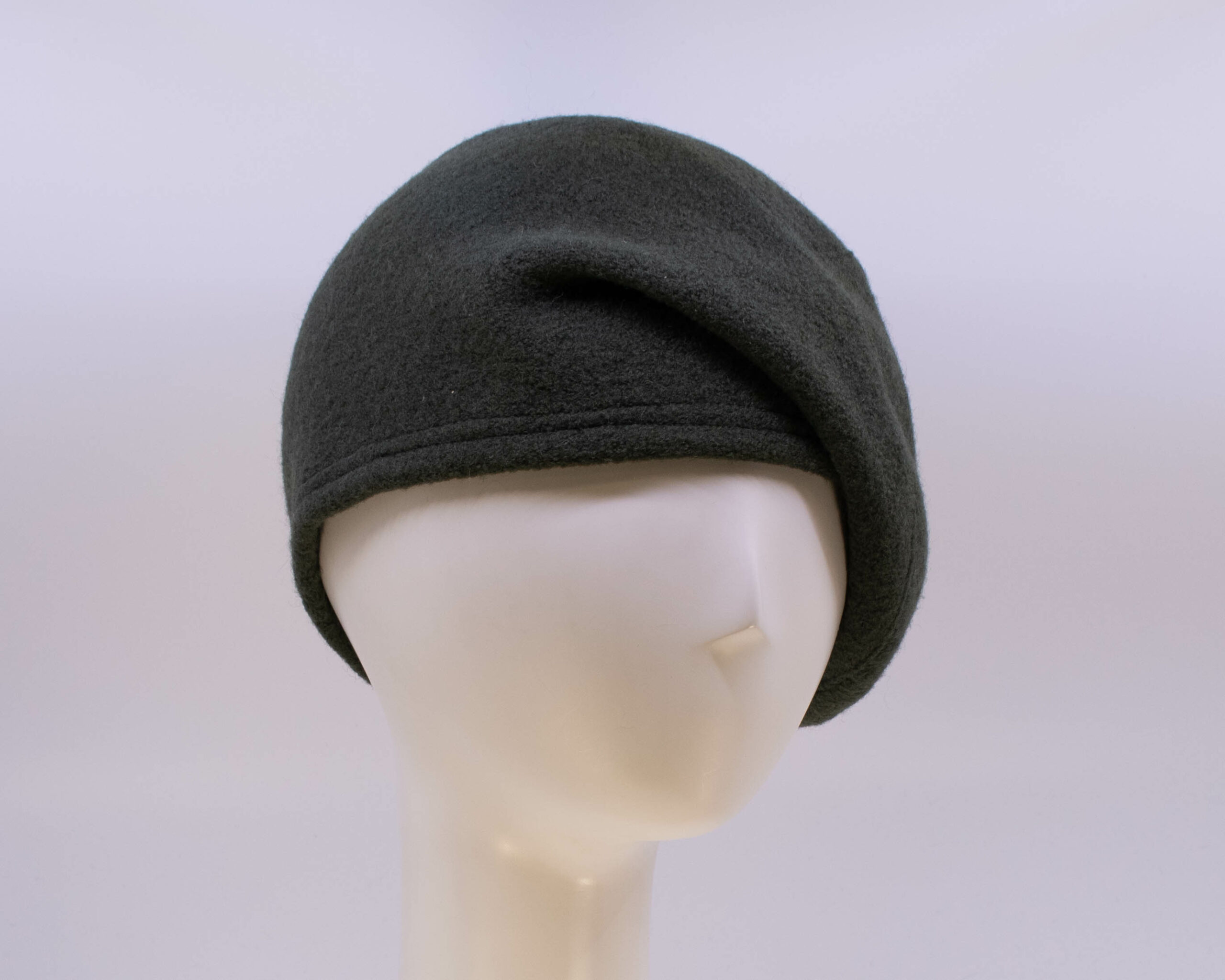 Boiled Wool: Beret - Forest (Side View 2)