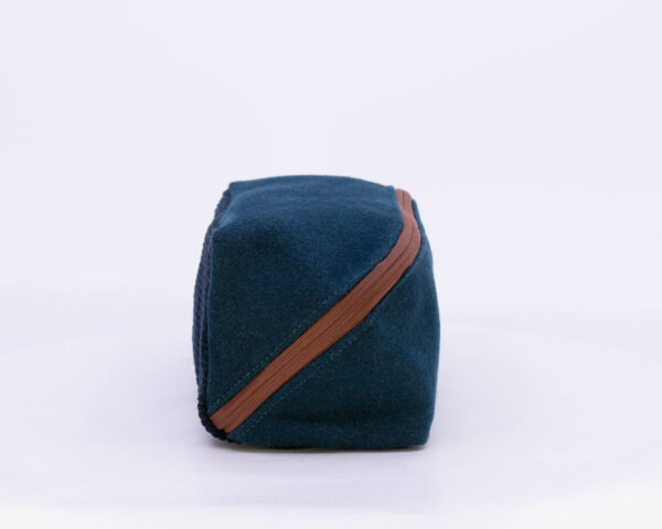 Asymmetrical Cosmetic Bag - Teal/Navy Corduroy-3