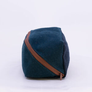 Asymmetrical Cosmetic Bag - Teal/Navy Corduroy