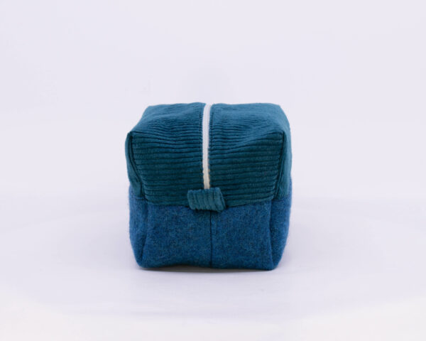 Cosmetic Bag - Teal Corduroy/Azure Boiled Wool-3