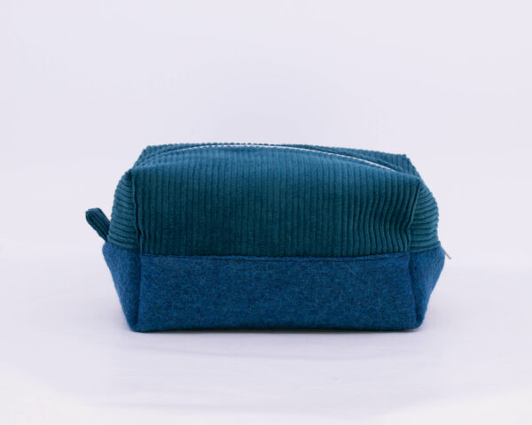 Cosmetic Bag - Teal Corduroy/Azure Boiled Wool-4