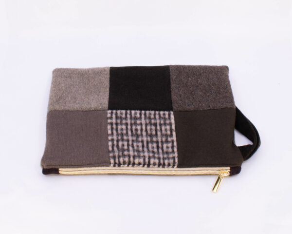Flat Patchwork Pouch - Browns-3