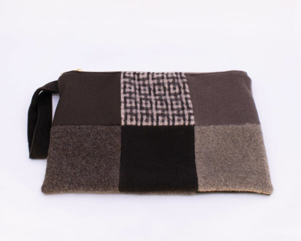 Flat Patchwork Pouch - Browns