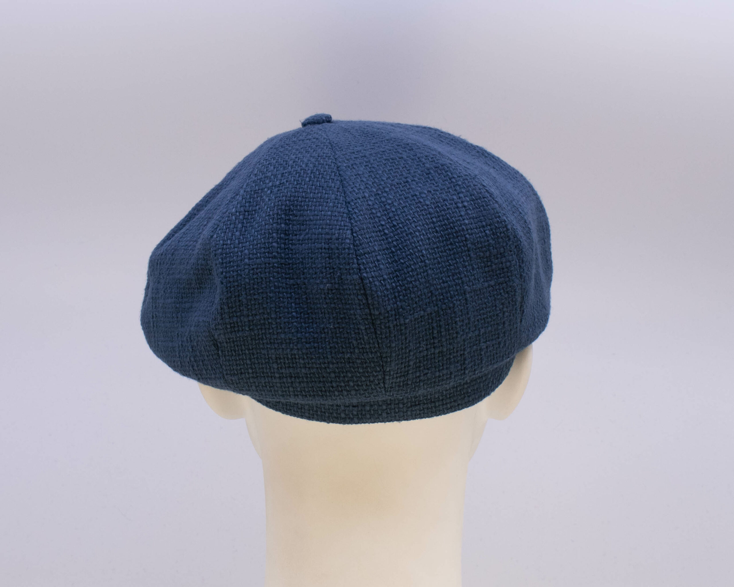 Indigo: Peaky Cap (Mens) - Navy Burlap (Back View)