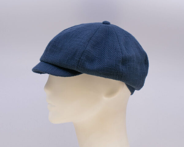 Indigo: Peaky Cap (Mens) - Navy Burlap (Side View)