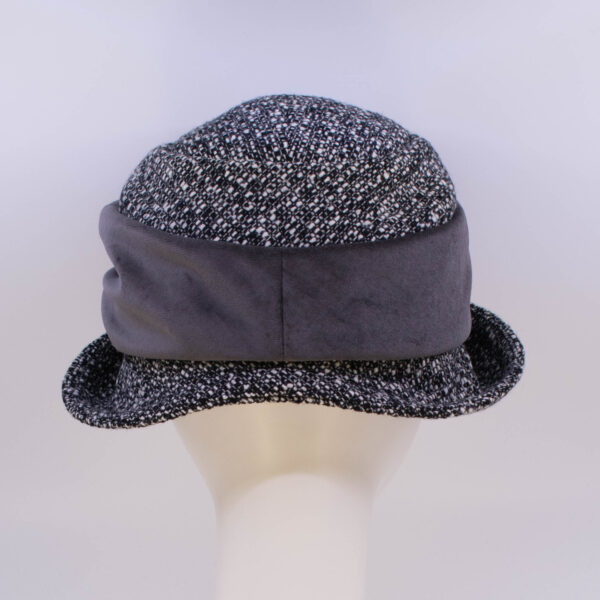 Tweeds: Jeanette (Velvet) - Black/Grey (Back View)