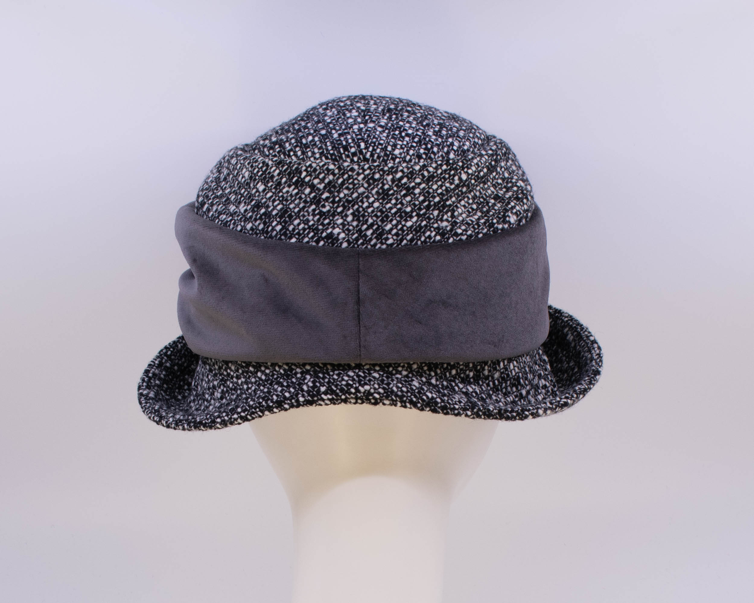 Tweeds: Jeanette (Velvet) - Black/Grey (Back View)