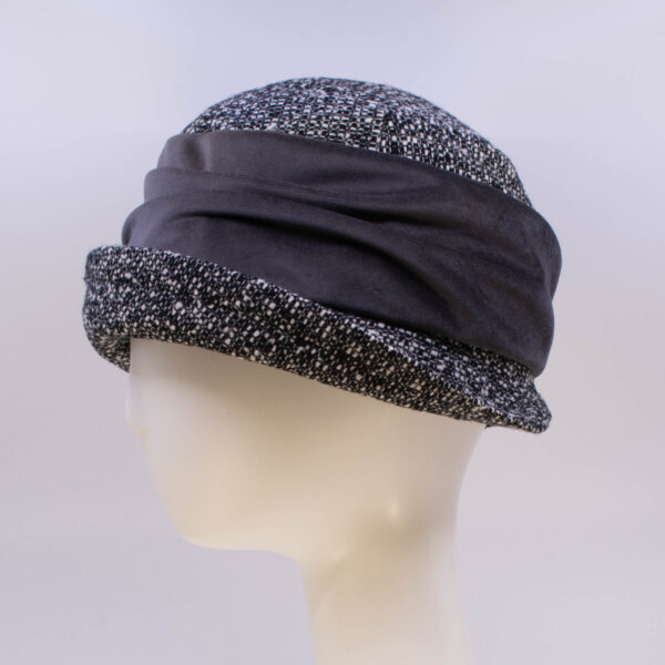 Tweeds: Jeanette (Velvet) - Black/Grey (Side View)