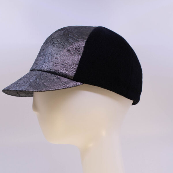 Mohair: Ball Cap - Black/Silver Rose (Side View)