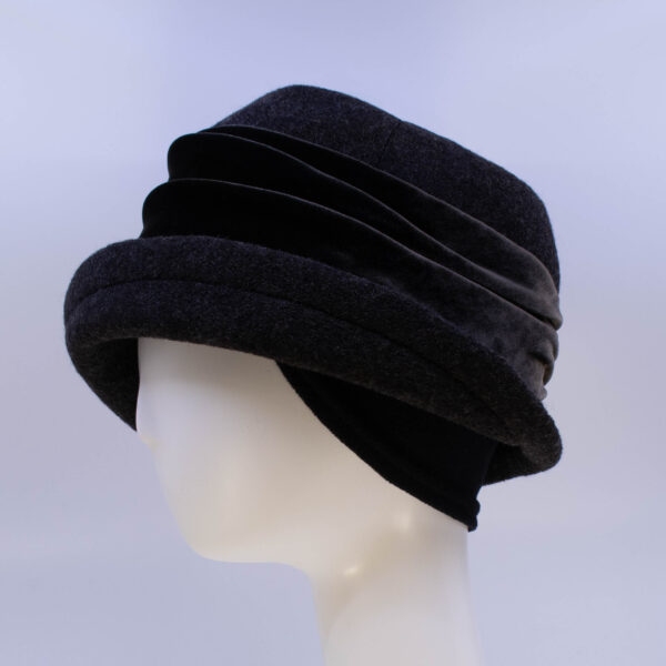 Boiled Wool: Jeanette (Velvet) - Moro Brown/Brown (Side View Ear Cuff)