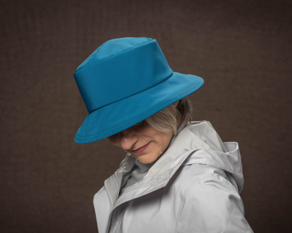 blue handmade bucket hat