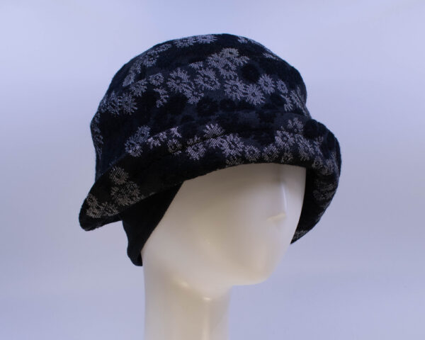 Black & Grey: Jeanette - Floral (Side View 2 Ear Cuff)