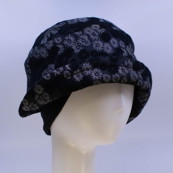 Black & Grey: Jeanette - Floral (Side View 2 Ear Cuff)